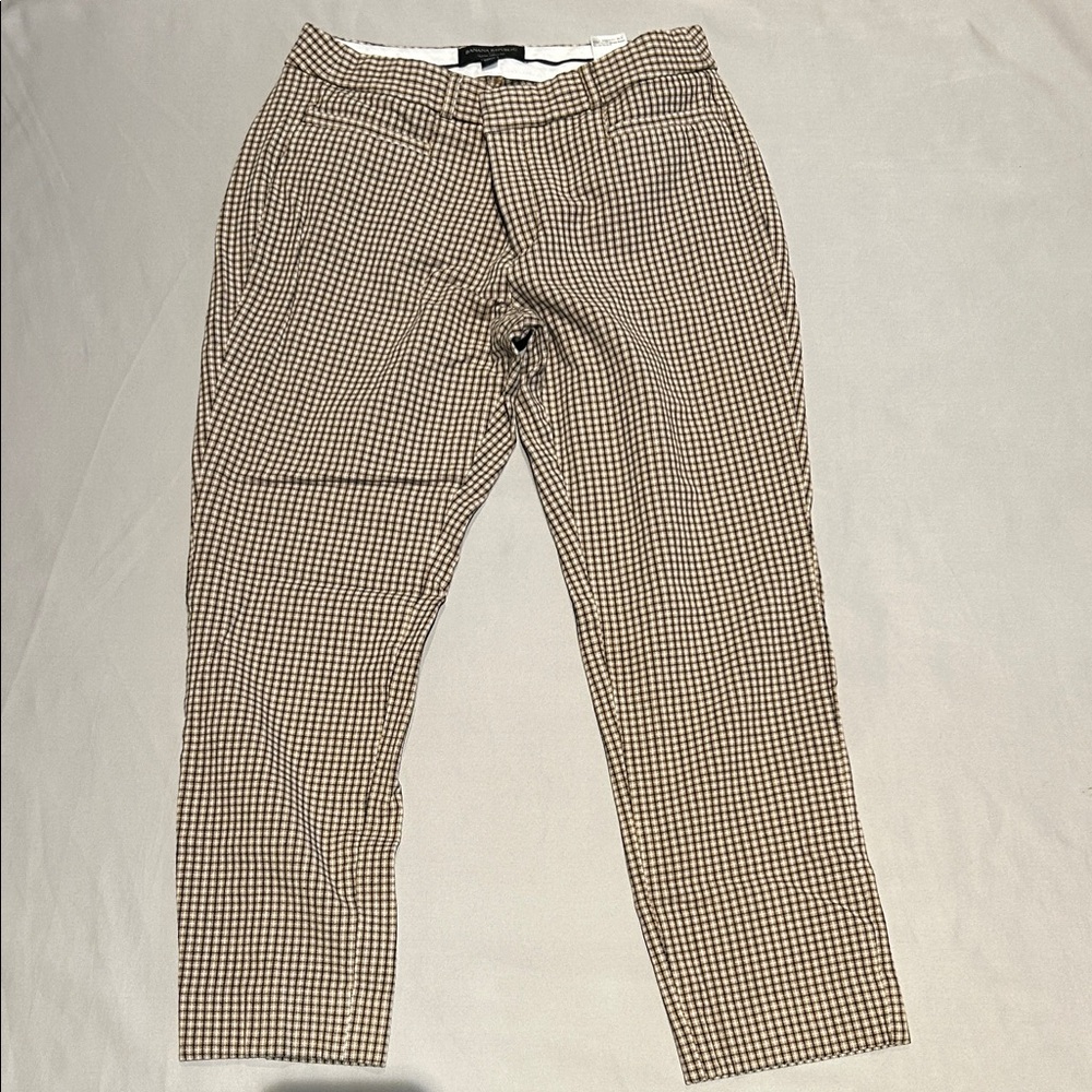 Banana Republic Checkered Chinos - Tan and Brown